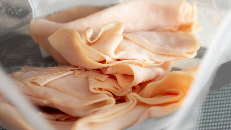 sliced turkey pictured inside package